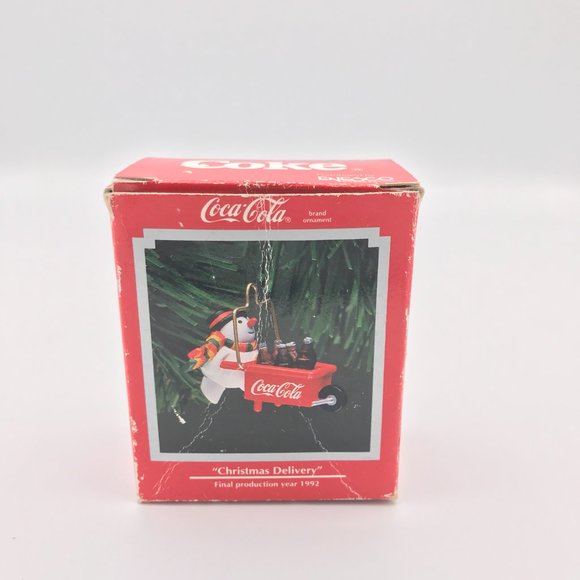 Coca Cola "Christmas Delivery" Snowman Ornament Vintage 1992 Coke Mini Enesco - Picture 3 of 9